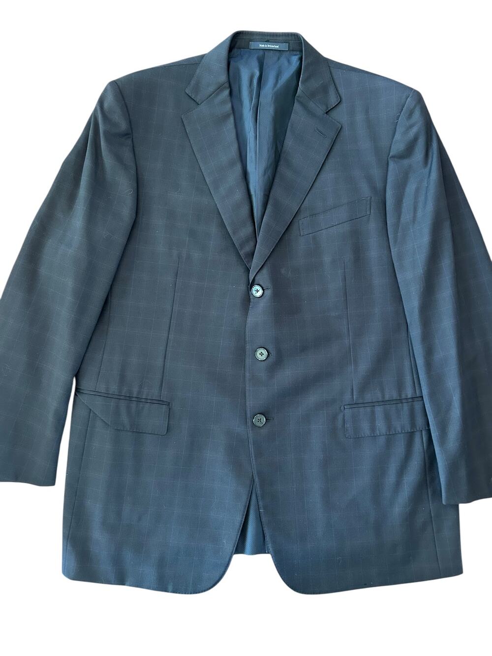 ERMENEGILDO ZEGNA Men's Sport Coat Blazer 58R 48 R US Wool Black Navy Plaid